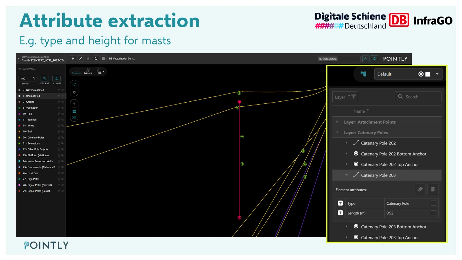Attribute extraction, type and height for masts