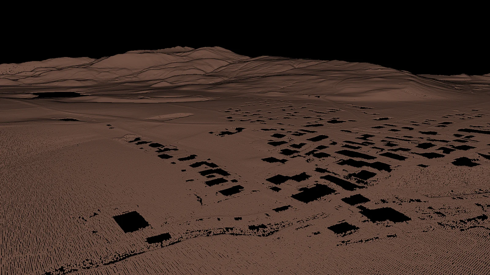 The ground class alone around the Kochelsee, with the buildings cut out of the terrain